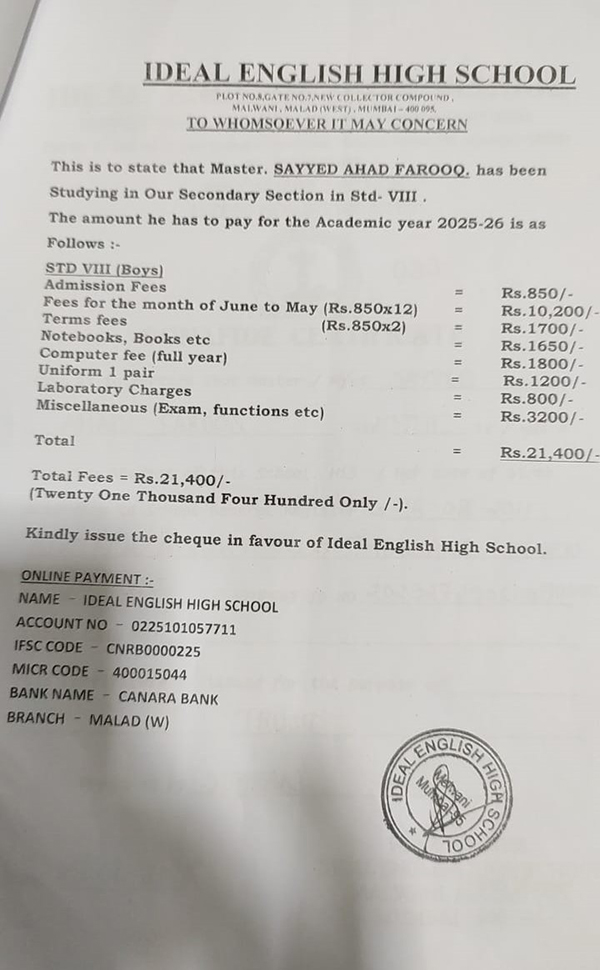 ahad sayyed fee 2025 ahad sayyed fee 2025